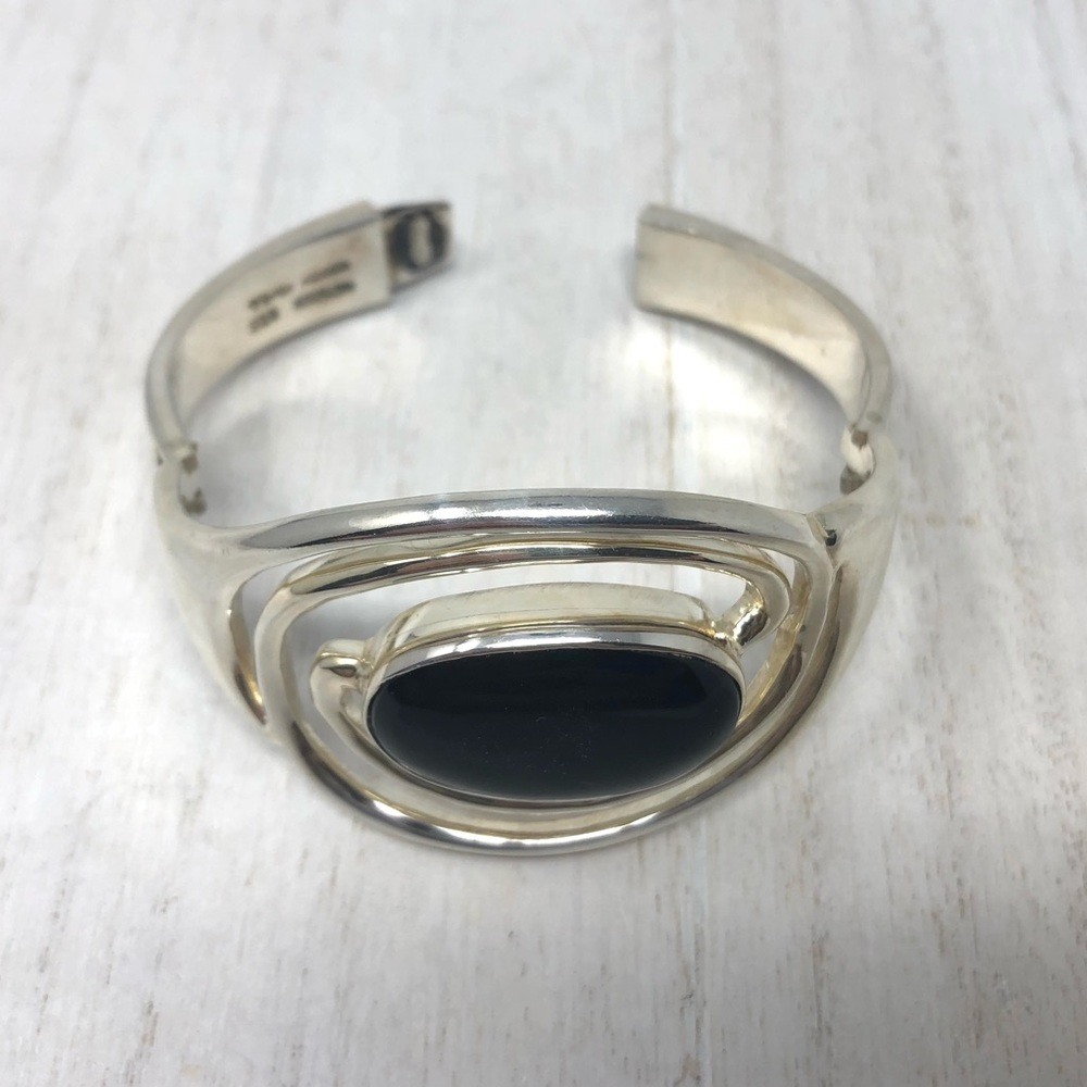 TAXCO Sterling silver bracelet, large onyx stone, 67.8g - Picture 5 of 15